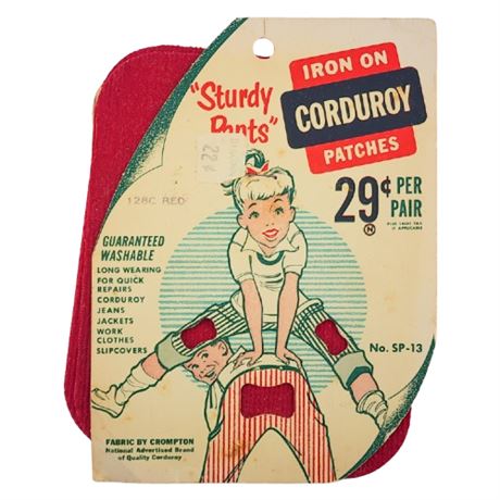 Vintage New Old Stock "Sturdy Pants" Iron-On Corduroy Patches