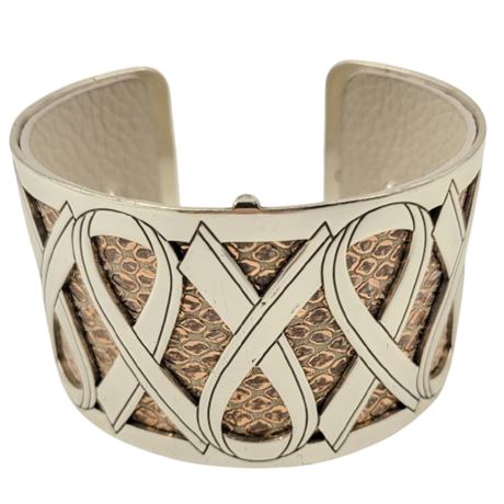Brighton Faux Snakeskin Breast Cancer Awareness Cuff Bracelet