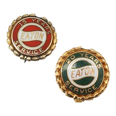 Vintage 10K Gold & Gold Plated Eaton Service Award Pins