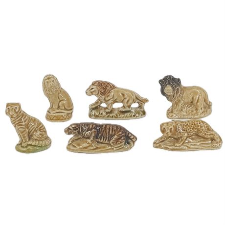 Lot of 6 Wade England Ceramic Miniatures – Lions, Tigers & Cheetah (Big Cats)