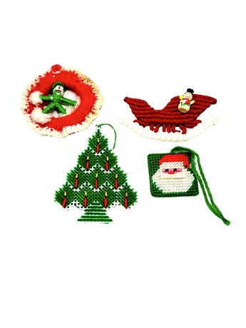 Vtg Lot of Needlepoint Handmade Christmas Ornament