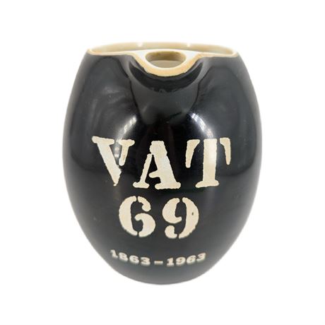 1863-1963 VAT 69 Scotch Whiskey 100th Anniversary Pitcher Black Pub Jug