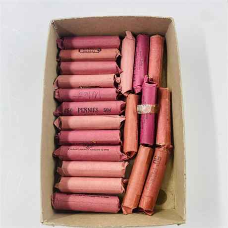 20 Rolls UNSEARCHED Wheat Pennies