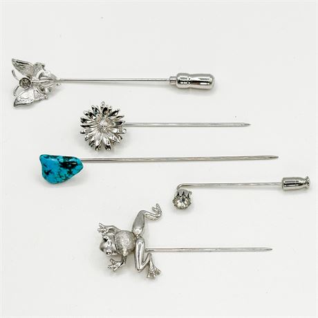 Vintage Lot of Silver Tone Stick Pins