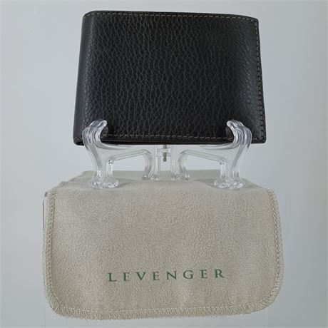 Levenger “Bomber Jacket” Slim Wallet – Pebbled Leather, Boxed with Cloth