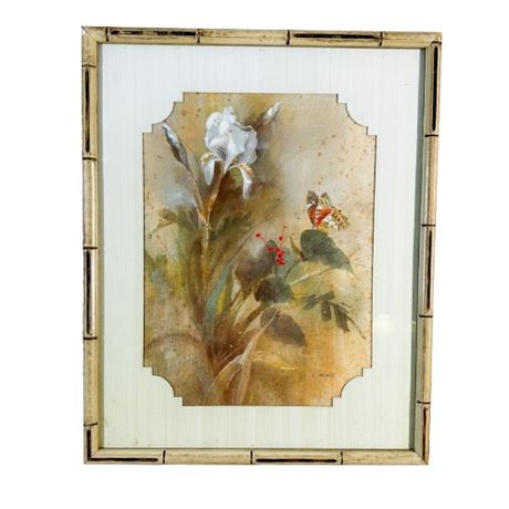 L. Gaydos "Irises & Butterfly" Framed Art Print