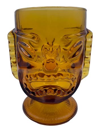 Indiana Glass Co. Tribal Tiki Amber Glass Barware