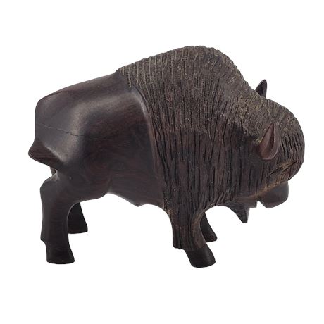 Ironwood Hand Carved Buffalo Wooden Sculpture
