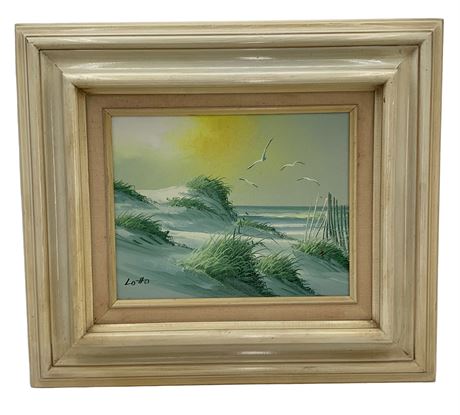 Original 17” x 15” Wood Framed Seaside Oil Painting