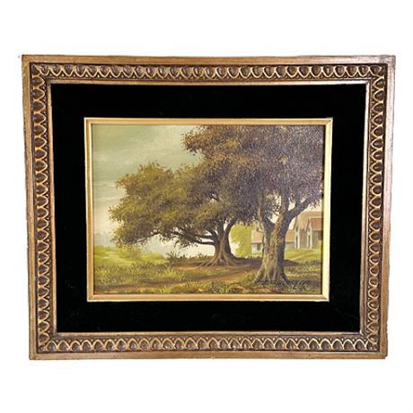 Signed Lintz Oil on Canvas Landscape w/ Trees