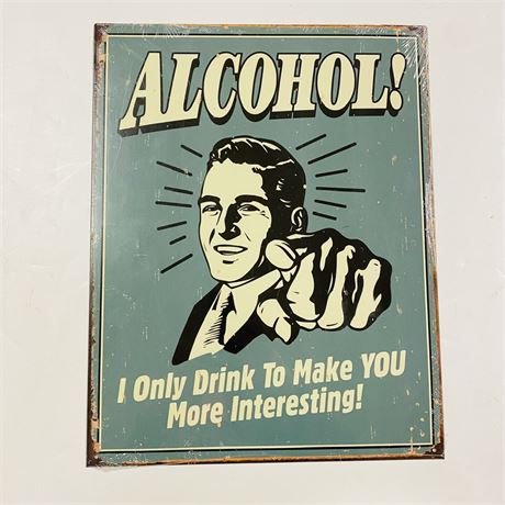 ‘Alcohol’ 12.5x16” Retro Metal Sign