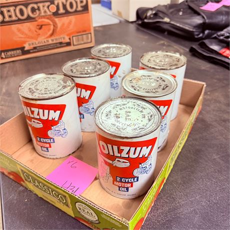 6 NOS Oilzum Quart Cans - Full