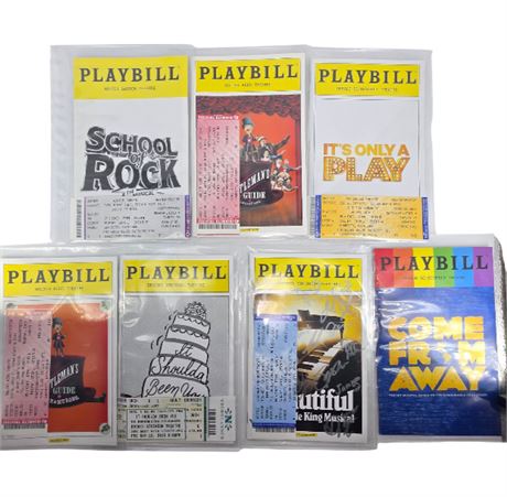 Lot of 7 Broadway Playbills in Binder