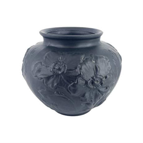 Vintage Tiffin Black Amethyst Satin Poppy Flower Vase