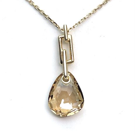 Vintage Swarovski Crystal Facet Pendant Lavalier Necklace