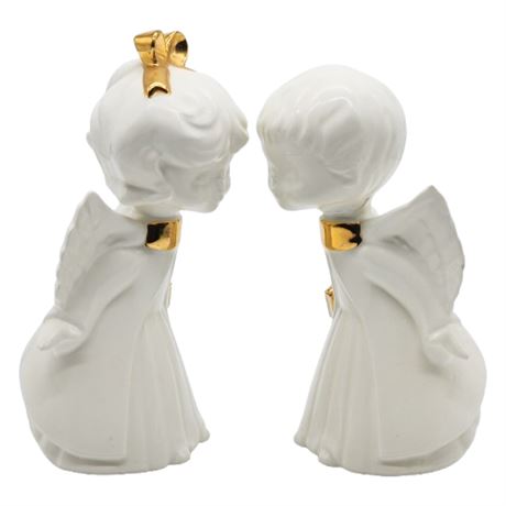 Vintage Ceramic Kissing Angel Children Figurines