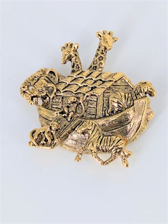Detailed Noah's Ark Pin Brooch