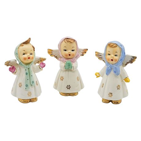 Vintage Japan Ceramic Angel Figurines, Set of 3