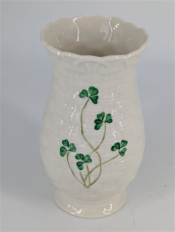 Belleek Shamrock Vase Ireland 6" T x 3.25"
