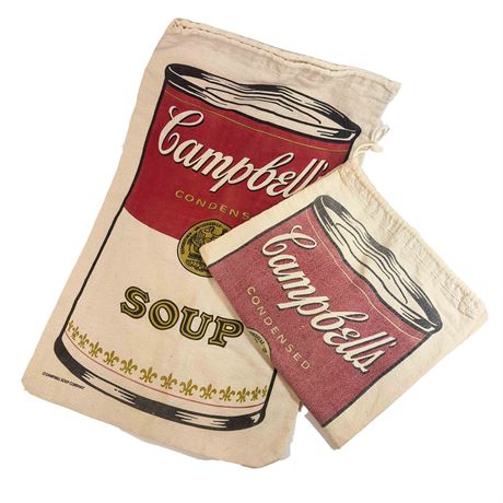 Lot of Two Vintage Canvas Campbell's Soup Laundry Bags