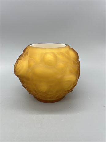 Fenton Amber Puffy Rose Bowl