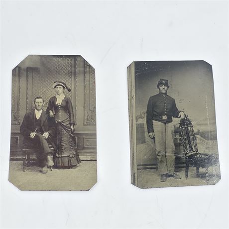 Set of 2 vintage tin types