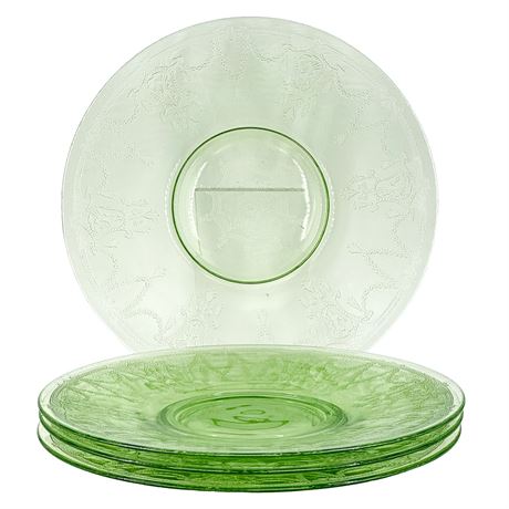 Set of Four Anchor Hocking Uranium Depression Glass Plates