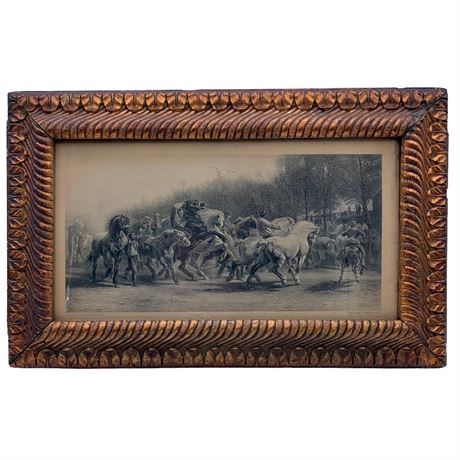“The Horse Fair” Antique Marie-Rose Bonheur Gebbie & Co. Framed Gravure
