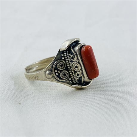 9.2g Sterling Coral Ring Size 11