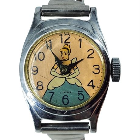 Vintage 60s US TIME Disney Cinderella Child's Mechanical Wrist Watch
