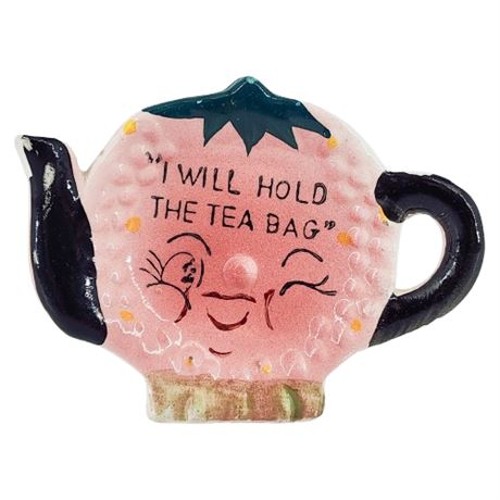 Vintage "I Will Hold The Tea Bag" Ceramic Dish