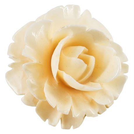 Vintage Hand Carved Bone Rose Brooch