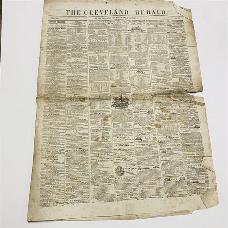 Original 1846 The Cleveland Herald Newspaper