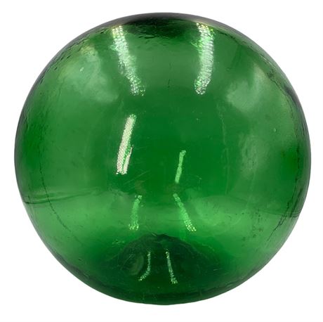 Large 12” Emerald Green Glass Fish Net Float
