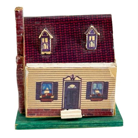 Vintage Miniature 1:12 Dollhouse Scale Paper & Wood Dollhouse