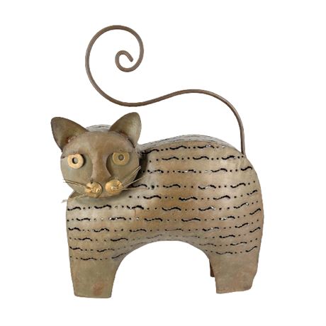 Metal Art Cat Candle Holder/ Sculpture