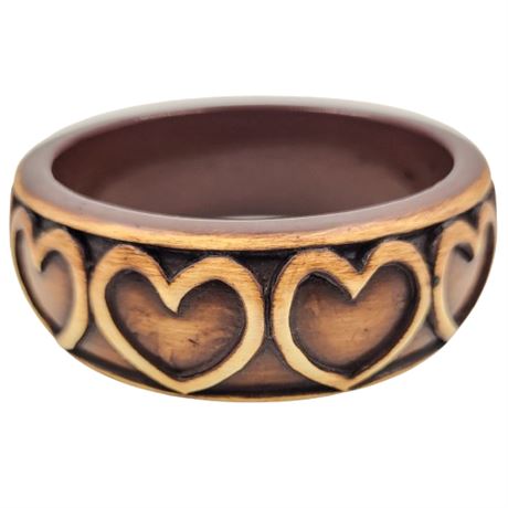 Faux Wood Plastic Heart Bangle Bracelet