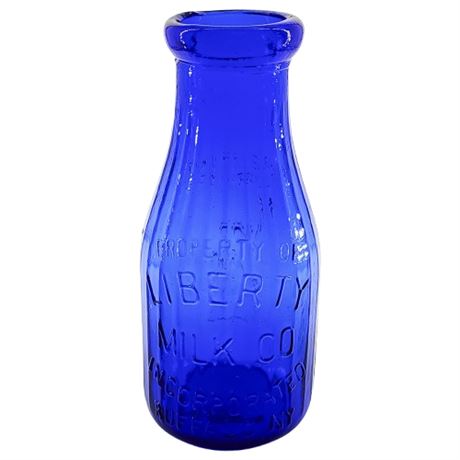 Vintage Liberty Milk Co. Buffalo, NY Cobalt Blue Glass Bottle