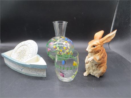Bedside Carafe & Tumbler, Boat w/Coasters & Bunny