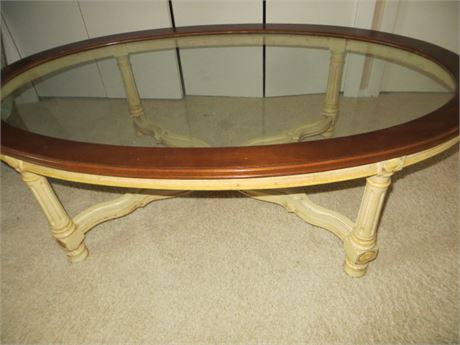 Mid Century Glass Top Oval Table