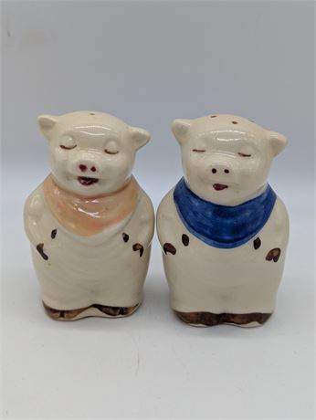 Pair Pig Ceramic Salt and Pepper Shakers