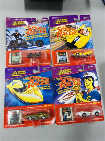 4 Vtg Johnny Lightning Speed Racer Die Cast Cars