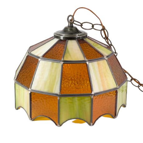 1970's Stained Glass Cafe Lamp