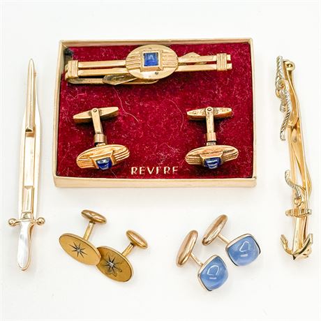 Lot of Vintage Gold Tone Men's Accessories
