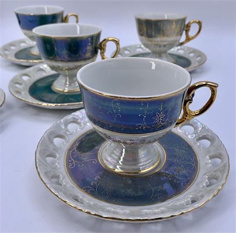 10 pc Empress China Changeable Lustreware Demitasse Cups & Saucers