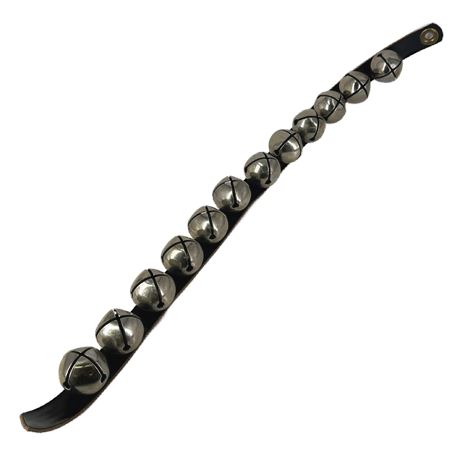 Vintage Set of 12 Sleigh Bells on Leather Strap