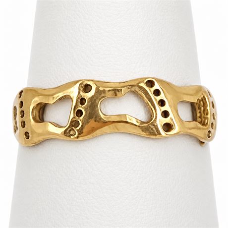 10K Gold Openwork Footprints Adjustable Toe Ring