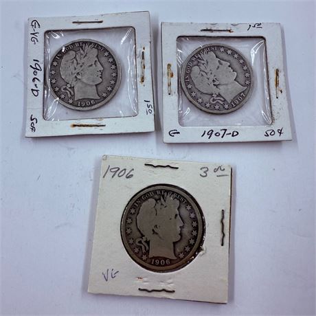 3 Barber Half Dollars