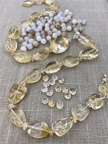 130pc Citrine & Agate Polished & Drilled Jewelry Beads