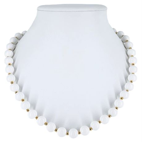 Vintage Hong Kong Made White Lucite Beaded Necklace